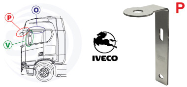 Detalle posici&oacute;n P en tractora IVECO del soporte de antena Sirio TRM-111